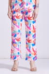 Zosia_Multi Color Linen Satin Printed Floral Collared Arina Top And Pant Set  _Online_at_Aza_Fashions