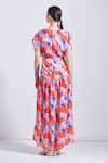 Shop_Zosia_Orange Luxury Satin Georgette Printed Abstract V Carmen Maxi Dress  _at_Aza_Fashions