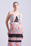 Shop_Zosia_Pink Luxury Satin Georgette Printed Floral Kas Pleated Dress 