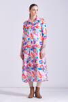 Shop_Zosia_Multi Color Linen Satin Printed Flower Collar Tulum Shirt Dress _Online_at_Aza_Fashions