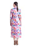 Buy_Zosia_Multi Color Linen Satin Printed Flower Collar Tulum Shirt Dress 
