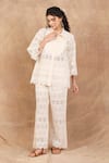 Buy_The Right Cut_Ivory 100% Cotton Embroidery Schiffli Ricrack Floral Lace Shirt With Pant _at_Aza_Fashions