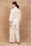 Shop_The Right Cut_Ivory 100% Cotton Embroidery Schiffli Ricrack Floral Lace Shirt With Pant _at_Aza_Fashions