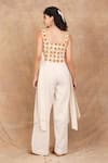 Shop_The Right Cut_Ivory Handloom Organic Cotton Embroidery Marigold Zest Square Neck Crop Top _at_Aza_Fashions