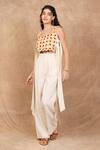 Shop_The Right Cut_Ivory Handloom Organic Cotton Embroidery Marigold Zest Square Neck Crop Top _Online_at_Aza_Fashions