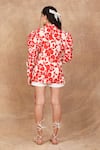 Shop_The Right Cut_Red Linen Silk Printed Floral Lapel Collar Abstract Blossom Shirt _at_Aza_Fashions