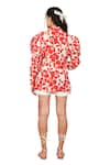 The Right Cut_Red Linen Silk Printed Floral Lapel Collar Abstract Blossom Shirt _Online_at_Aza_Fashions