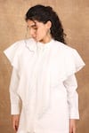 The Right Cut_White Organic Cotton Solid Band Collar Forest Shirt _at_Aza_Fashions