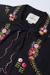 Buy_The Right Cut_Black Organic Cotton Hand Embroidery Floral Rose Jacket Pant Set _Online_at_Aza_Fashions