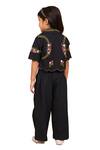 Shop_The Right Cut_Black Organic Cotton Hand Embroidery Floral Rose Jacket Pant Set _Online_at_Aza_Fashions