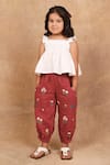 Shop_The Right Cut_White Organic Cotton Placement Embroidery Floral Ms Paints A Lot Top With Pant 