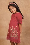 Buy_The Right Cut_Red 100% Linen Embroidery Floral Hand Dress 