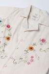 The Right Cut_Ivory Handloom Organic Cotton Placement Embroidery Floral Boho Shirt _Online_at_Aza_Fashions