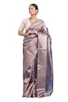 Buy_Zal From Benaras_Purple Tissue Banarasi Handloom Saree With Unstitched Blouse Piece _Online_at_Aza_Fashions