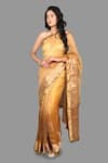 Shop_Zal From Benaras_Gold Pure Tissue Silk Hand Handloom Saree With Unstitched Blouse Piece _Online_at_Aza_Fashions
