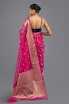 Shop_Zal From Benaras_Pink Kora Silk Hand Weaving Polka Dot Saree With Unstitched Blouse Piece _at_Aza_Fashions