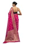 Buy_Zal From Benaras_Pink Kora Silk Hand Weaving Polka Dot Saree With Unstitched Blouse Piece 