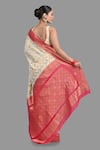 Shop_Zal From Benaras_Cream Pure Chiffon Hand Weaving Saree With Unstitched Blouse Piece _at_Aza_Fashions