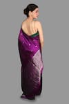 Shop_Zal From Benaras_Purple Pure Chanderi Silk Hand Saree With Unstitched Blouse Piece _at_Aza_Fashions