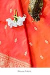 Zal From Benaras_Orange Pure Katan Flower Bud Butti Pattern Saree With Unstitched Blouse Piece _at_Aza_Fashions