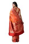 Buy_Zal From Benaras_Orange Silk Embroidery Mandala Bud Butti Katan Saree_Online_at_Aza_Fashions