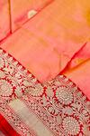 Zal From Benaras_Orange Silk Embroidery Mandala Bud Butti Katan Saree_at_Aza_Fashions