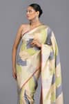 Shop_Zal From Benaras_Multi Color Satin Rangkat Mughal Saree With Unstitched Blouse Piece _Online_at_Aza_Fashions