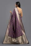 Shop_Zal From Benaras_Purple Pure Silk Rangkat Stripe Saree With Unstitched Blouse Piece _at_Aza_Fashions