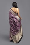 Buy_Zal From Benaras_Purple Pure Silk Rangkat Stripe Saree With Unstitched Blouse Piece 