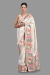 Buy_Zal From Benaras_Cream Pure Silk Woven Zari Paithani Saree With Unstitched Blouse Piece _at_Aza_Fashions