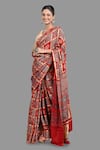 Shop_Zal From Benaras_Red Pure Silk Bandhej Hand Handloom Saree With Unstitched Blouse Piece _at_Aza_Fashions