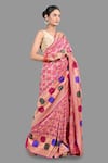 Zal From Benaras_Pink Pure Silk Bandhej Hand Work Handloom Saree With Unstitched Blouse Piece _at_Aza_Fashions