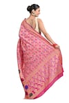 Shop_Zal From Benaras_Pink Pure Silk Bandhej Hand Work Handloom Saree With Unstitched Blouse Piece 