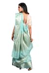 Shop_Zal From Benaras_Green Pure Silk Hand Floral Woven Hem Saree With Unstitched Blouse Piece 