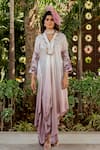 Buy_Nikita Vishakha_Purple Crepe Embroidered Thread V Neck Jumpsuit _at_Aza_Fashions