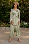 Buy_Nikita Vishakha_Green Crepe Embroidered Thread U Neck Kurta Salwar Set _at_Aza_Fashions