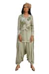 Buy_Nikita Vishakha_Green Crepe Embroidered Thread U Neck Kurta Salwar Set 