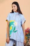 Buy_Radhika Jindal_Blue Cotton Silk Printed Lipgloss High Round Top And Pant Set 