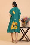 Radhika Jindal_Green Cotton Silk Printed Quirky Collared Dress _Online_at_Aza_Fashions