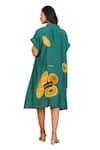Shop_Radhika Jindal_Green Cotton Silk Printed Quirky Collared Dress _Online_at_Aza_Fashions