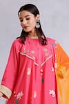 Buy_Radhika Jindal_Pink Cotton Silk Embroidered Floral High Round Pattern Kurta Pant Set  _Online_at_Aza_Fashions