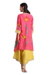 Buy_Radhika Jindal_Pink Cotton Silk Floral Pattern Asymmetric Kurta Draped Pant Set  _Online_at_Aza_Fashions