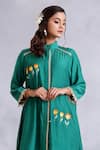 Buy_Radhika Jindal_Green Cotton Silk Floral Pattern Asymmetric Hem Kurta And Pant Set  _Online_at_Aza_Fashions