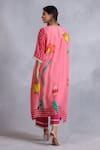 Shop_Radhika Jindal_Peach Cotton Silk Embroidered Floral Pattern Pleated Kurta Pant Set  _at_Aza_Fashions