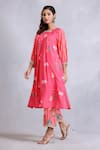 Radhika Jindal_Pink Cotton Silk Embroidered Lace Floral Pattern Edged Kurta Pant Set  _Online_at_Aza_Fashions