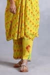 Radhika Jindal_Yellow Cotton Silk Embroidered Draped Floral Pattern Kurta Pant Set  _Online_at_Aza_Fashions