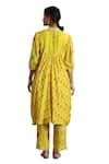 Radhika Jindal_Yellow Cotton Silk Embroidered Draped Floral Pattern Kurta Pant Set  _at_Aza_Fashions