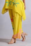 Shop_Radhika Jindal_Yellow Cotton Silk Round Floral Pattern Asymmetric Kurta Pant Set  _Online_at_Aza_Fashions