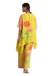 Buy_Radhika Jindal_Yellow Cotton Silk Round Floral Pattern Asymmetric Kurta Pant Set  