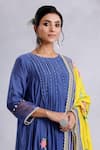 Buy_Radhika Jindal_Blue Cotton Silk Embroidered Lace Floral Pintucked Anarkali Pant Set  _Online_at_Aza_Fashions